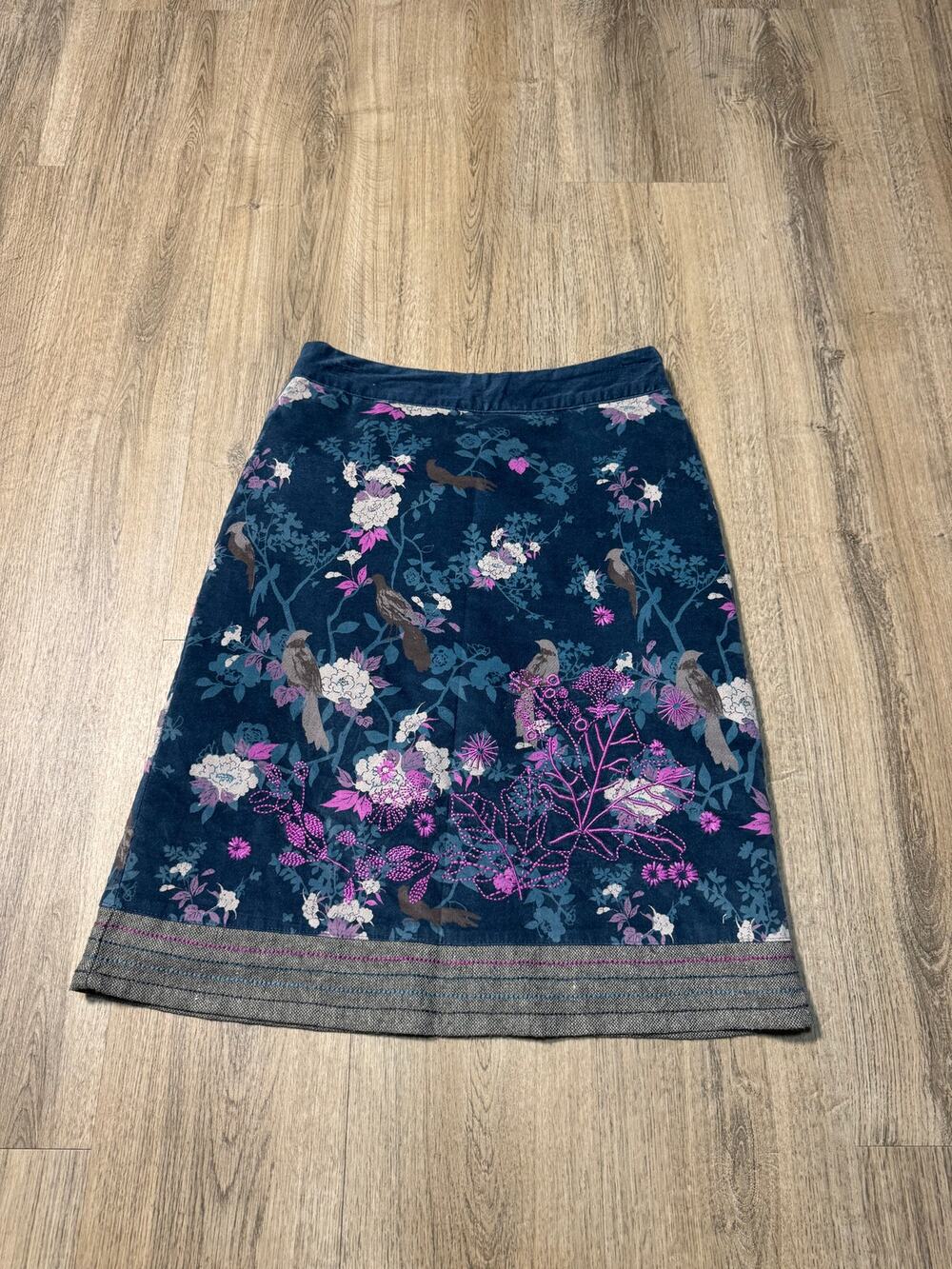 White Stuff Women's Multicolor Floral Velvet A-Line Skirt